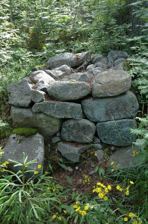 Fundamentet intill gamla landsvägen i Årskogen, där stenen ursprungligen stod